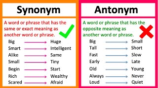 SYNONYM vs ANTONYM 🤔  Whats the difference  Learn with examples [upl. by Jones924]