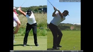 Jon Rahm golf swing  Long Iron faceon amp downtheline July 2017 [upl. by Tabor694]