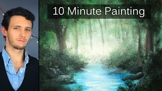 Painting a Misty Forest Landscape with Acrylics in 10 Minutes [upl. by Calloway]