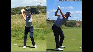 Justin Thomas golf swing  Long Iron faceon amp downtheline July 2017 [upl. by Roderica]