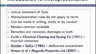 Misrepresentation Lecture 1 of 4 [upl. by Neimad]