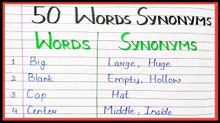 50 Synonyms words in english  what is synonyms of  English synonyms [upl. by Safier]